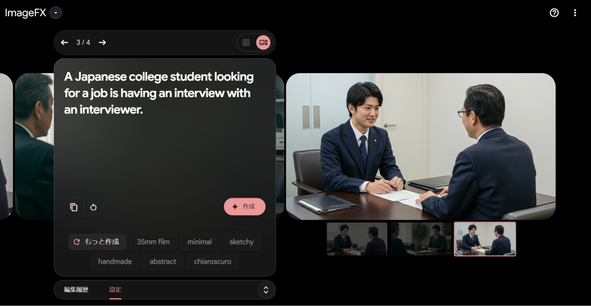 ImageFX使用時のプロンプトと生成画像